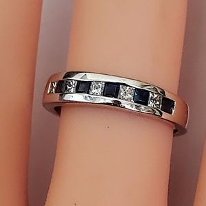 14kt 0.56ct Sapphire and  Diamond Wedding Ring